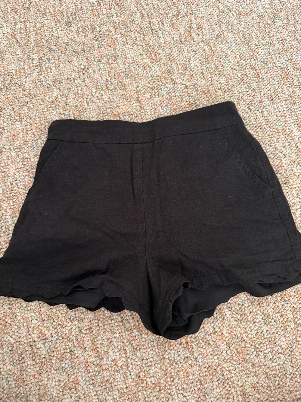 Aqua Black High-Waist Scallop Hem Shorts